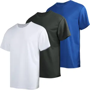 3 Pack Men's Quick Dry T Shirts Athletic Running Workout Short Sleeve Shirts for Men Active Crew Neck Tops