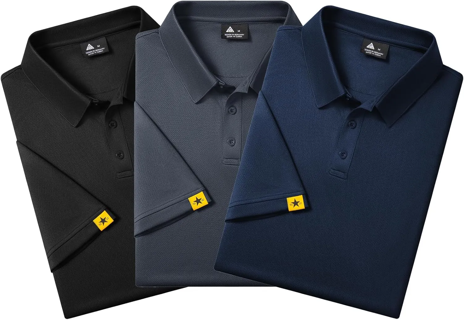 3 Pack Polo Shirts for Men Short Sleeve Moisture-Wicking Golf Shirts Athletic Casual Collared T-Shirt