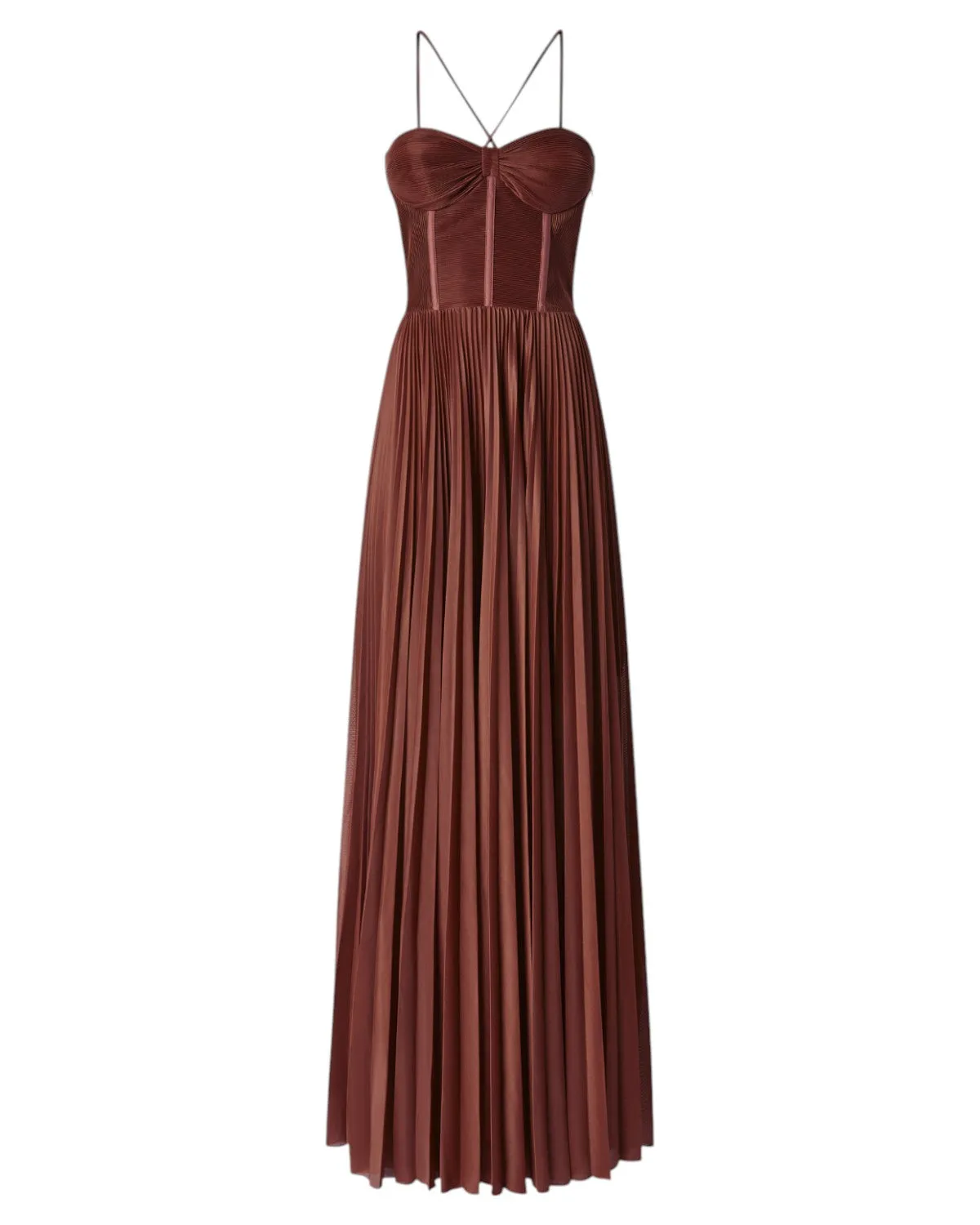 Abito Lungo Elegante Bustier in Jersey Plissé Cicogna