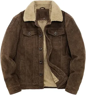 Adhdyuud Male Cotton Padded Warm Jackets Loose Corduroy Short Parka Coat Casual Solid Zip Windbreaker Auburn 5XL