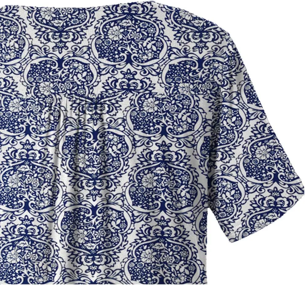 a.Jesdani Womens Summer Plus Size Tunic Tops Short Sleeve Blouses Casual Floral Henley Shirts