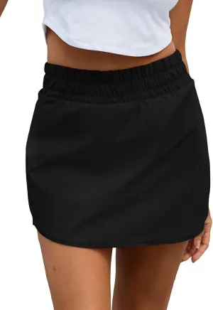 Aleumdr Women's Swim Skirt High Waisted Tummy Control Swimsuit Bottom Skorts Skirts Bikini Bottom with Pockets