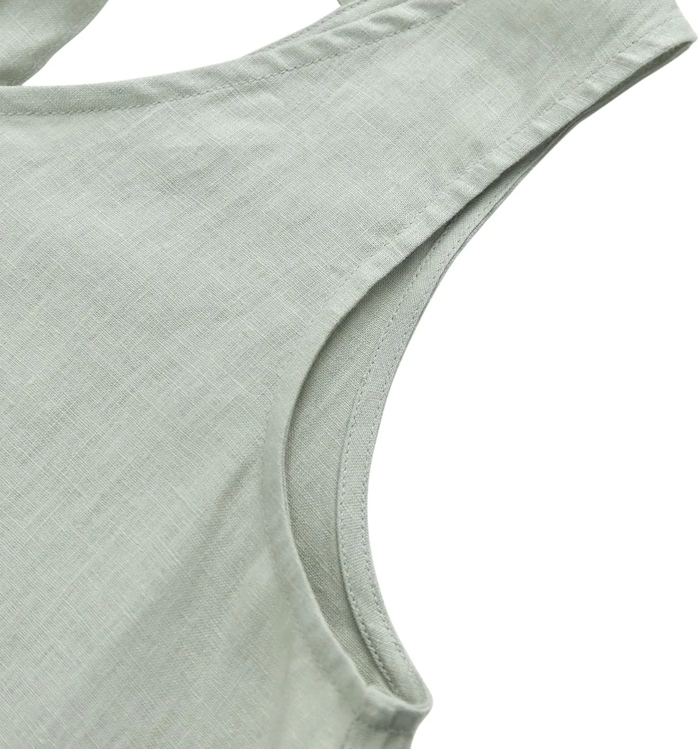 Amazhiyu Women's 100% Linen Tank Tops Summer V Neck Sleeveless Tie Back Blouses