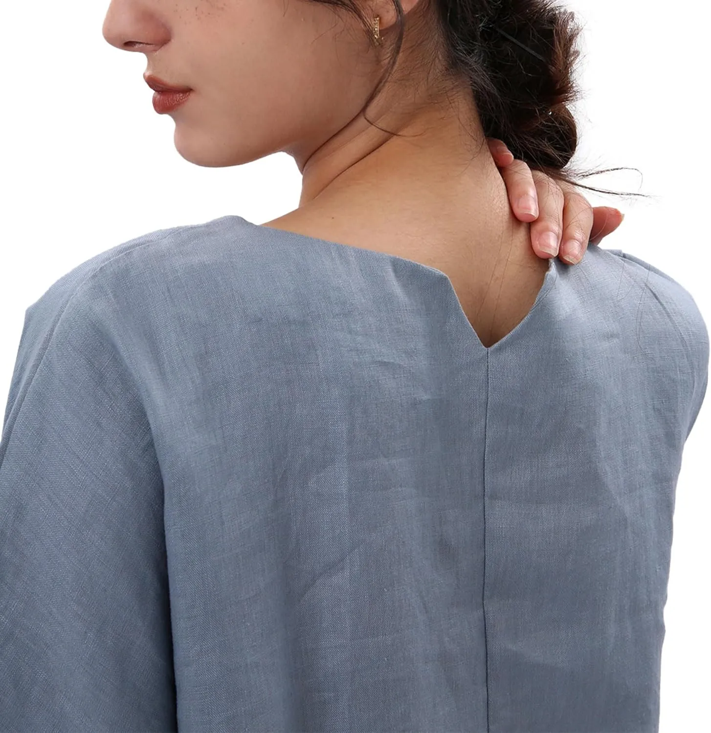 Amazhiyu Womens 100% Linen Tops Crewneck Short Sleeve Blouses Casual Summer