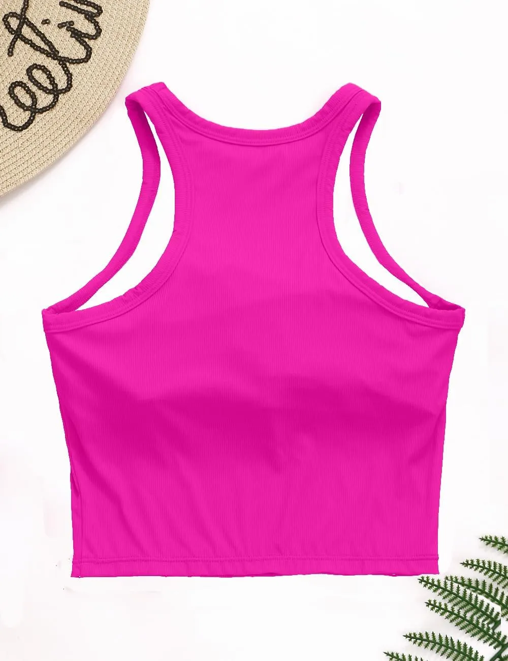 AngiMelo Workout Tops for Women Longline Sports Bras Racerback Ribbed Tank Top with Built in Bra Yoga Crop Athletic