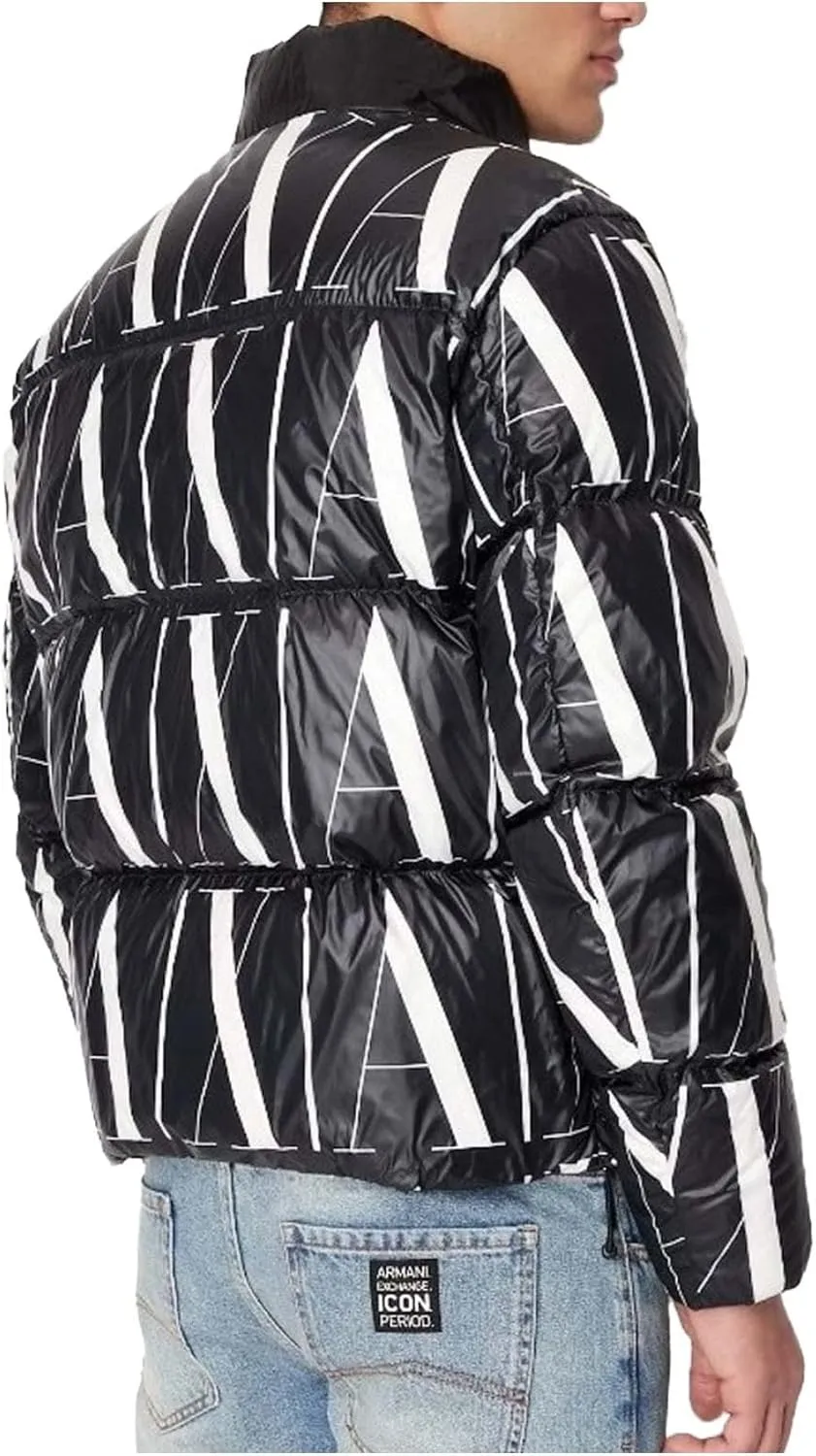 Armani Exchange Men's Allover Icon Logo Down Puffer Jacket