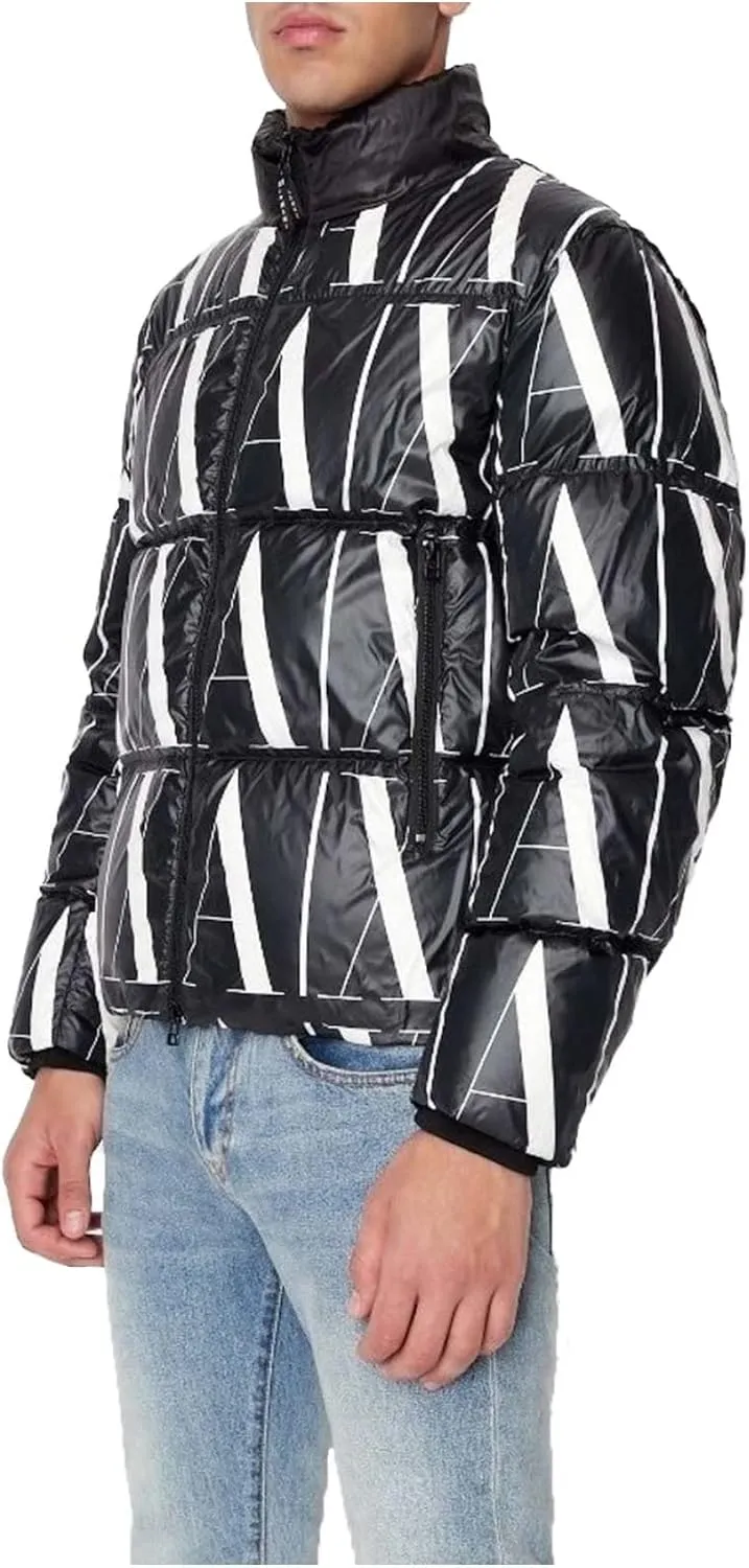 Armani Exchange Men's Allover Icon Logo Down Puffer Jacket