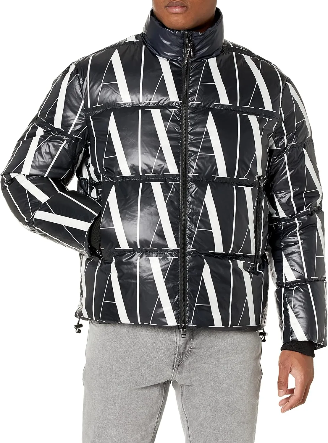 Armani Exchange Men's Allover Icon Logo Down Puffer Jacket