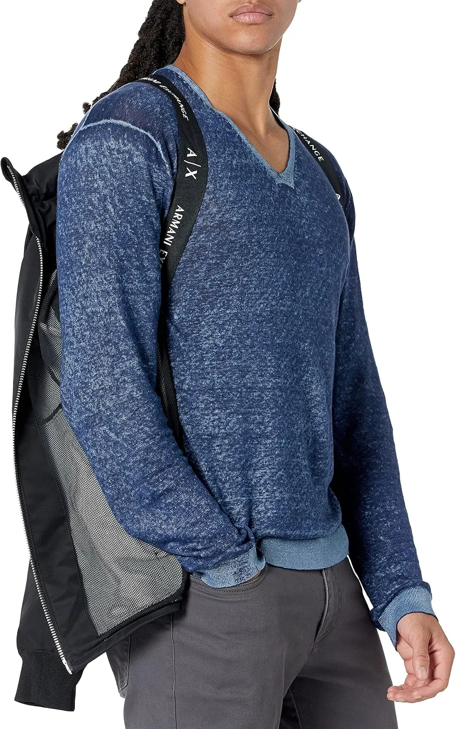 Armani Exchange Men's A|x Drawstring Cicle Logo Zip-up Nylon Jacket