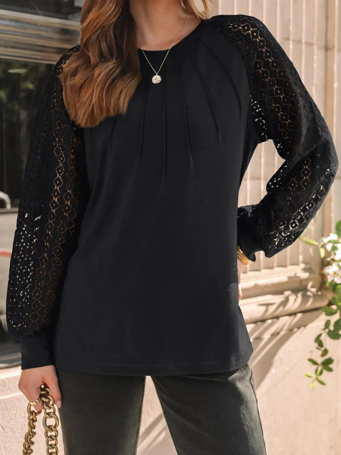 AUTOMET Womens Long Sleeve Shirts Lace Tops Business Casual Fall Fashion Outfits Clothes Knitted Y2k Blouses