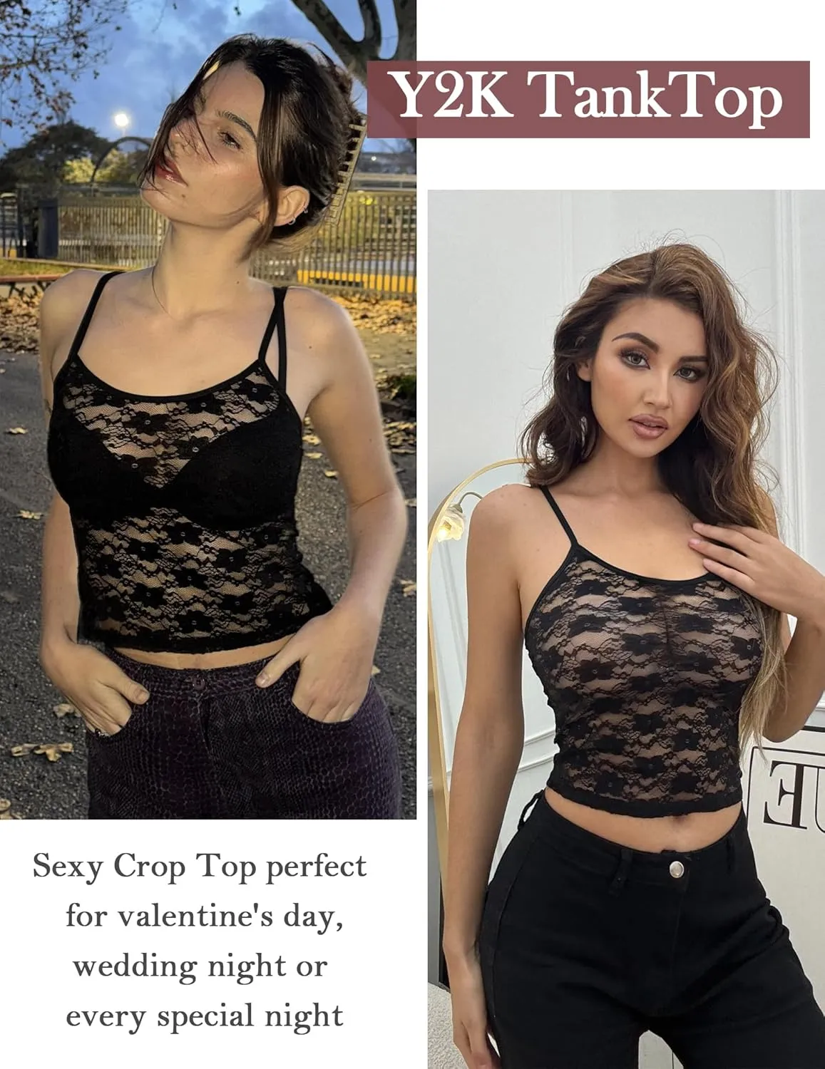 Avidlove Bralettes for Women Lace Spaghetti Strap Camisole Y2k Crop Tops Going Out Tank Tops