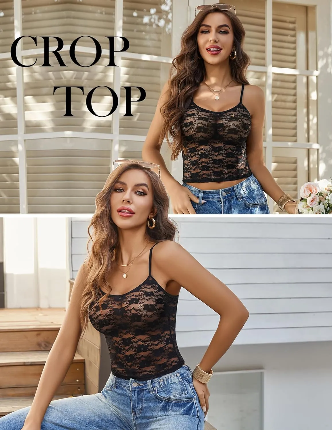 Avidlove Bralettes for Women Lace Spaghetti Strap Camisole Y2k Crop Tops Going Out Tank Tops