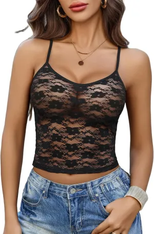Avidlove Bralettes for Women Lace Spaghetti Strap Camisole Y2k Crop Tops Going Out Tank Tops
