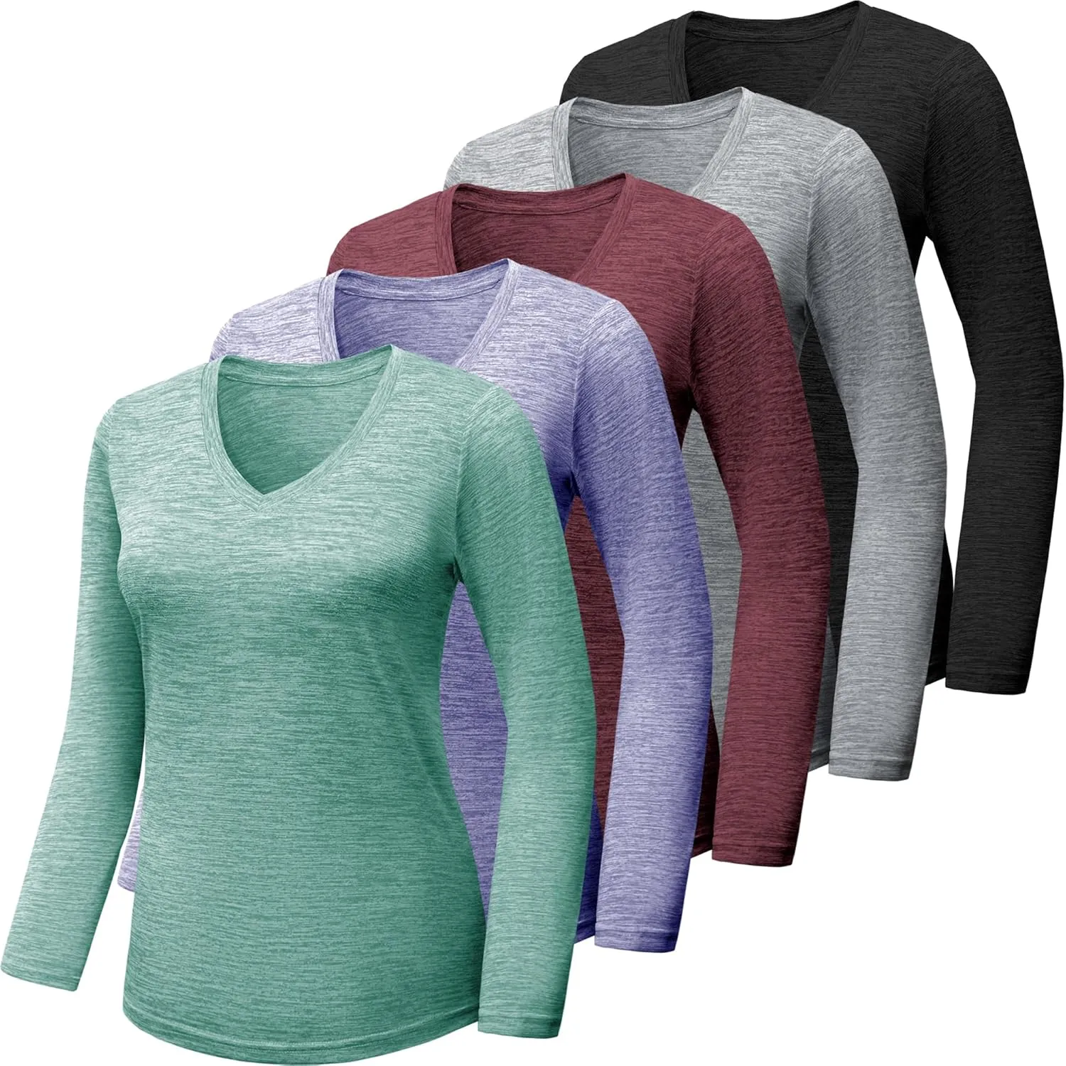 BALENNZ Long Sleeve Workout Shirts for Women V Neck Moisture Wicking Quick Dry Gym Athletic Top Shirts