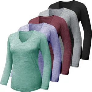 BALENNZ Long Sleeve Workout Shirts for Women V Neck Moisture Wicking Quick Dry Gym Athletic Top Shirts