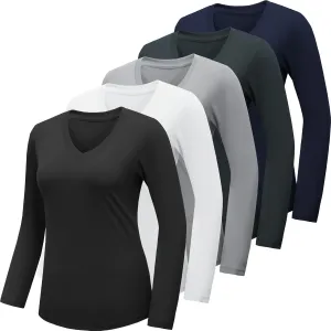 BALENNZ Long Sleeve Workout Shirts for Women V Neck Moisture Wicking Quick Dry Gym Athletic Top Shirts