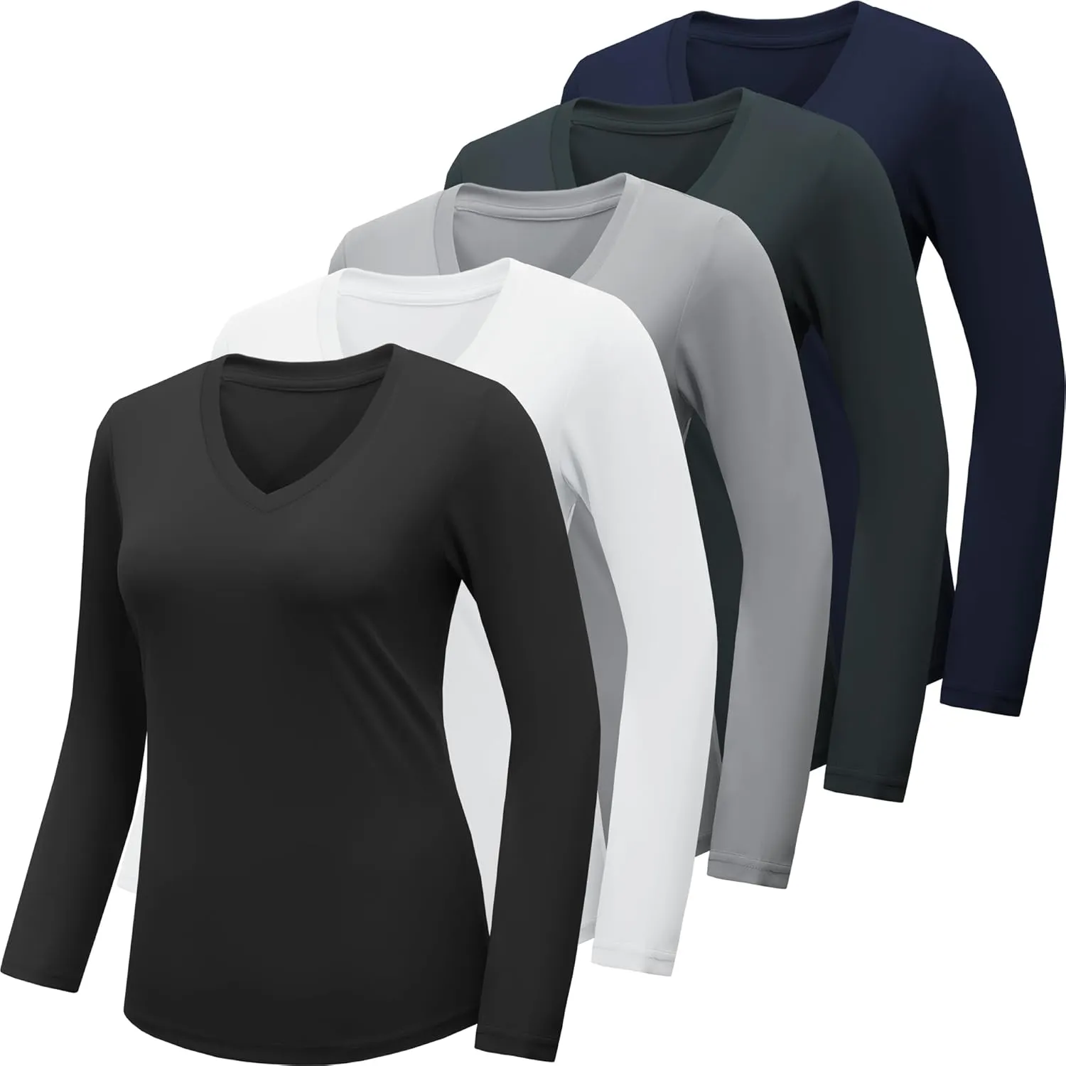 BALENNZ Long Sleeve Workout Shirts for Women V Neck Moisture Wicking Quick Dry Gym Athletic Top Shirts