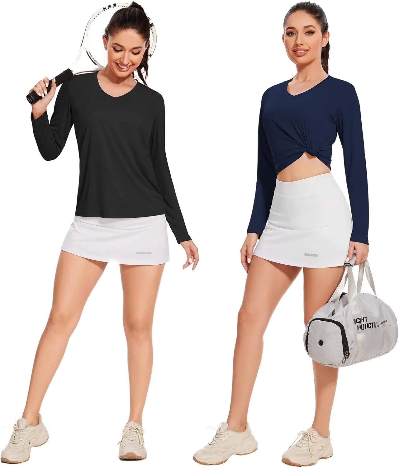 BALENNZ Long Sleeve Workout Shirts for Women V Neck Moisture Wicking Quick Dry Gym Athletic Top Shirts