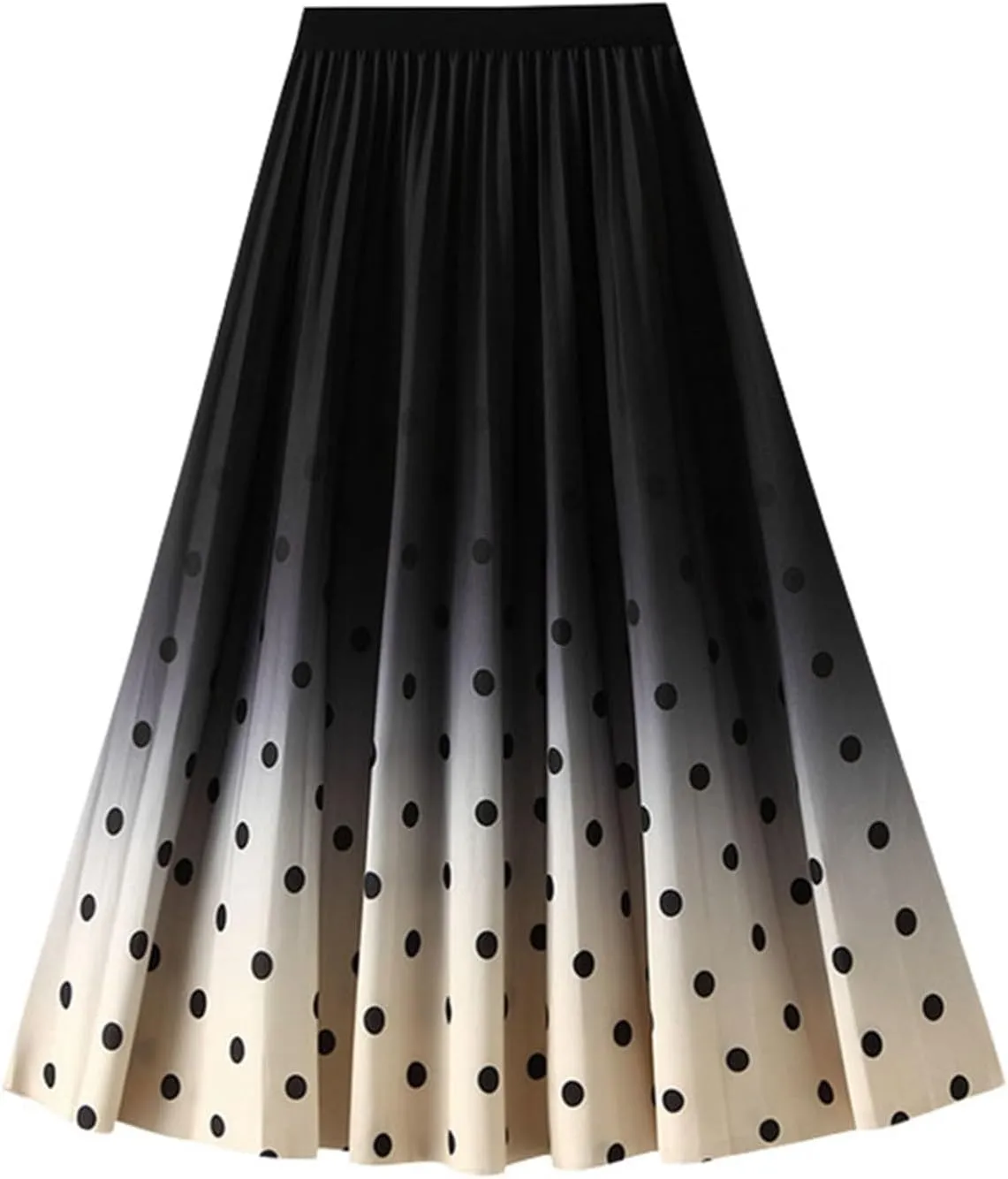 Black Skirt for Women Women's High Waisted Slim Gradient Pleated A Line Skirt Fashion Polka Dot Print Midi Skirt
