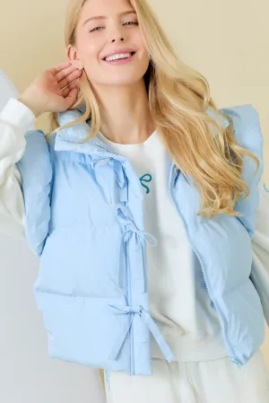 Blue Ruffle Puffer Vest