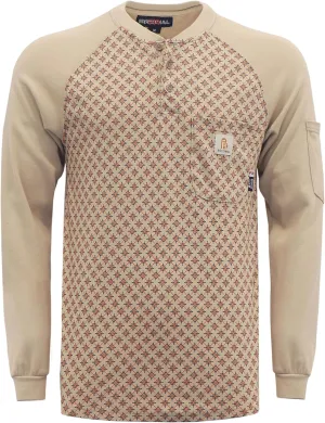 BOCOMAL FR Shirts Flame Resistant Henley Printed and Camo Two Tone 7oz Men's Fire Retardant Work Shirts