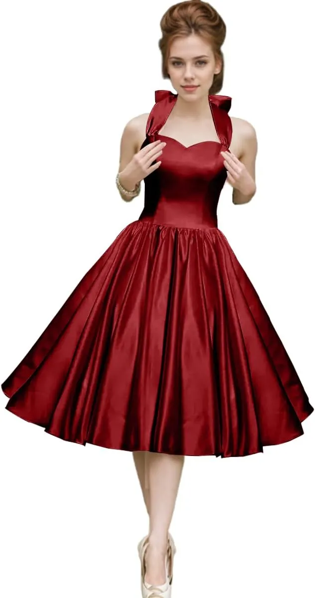 Bow Tie Halter Short Prom Dress Ball Gown Tea Length Sweetheart Wedding Dresses for Bride A Line Midi Bridal Gowns
