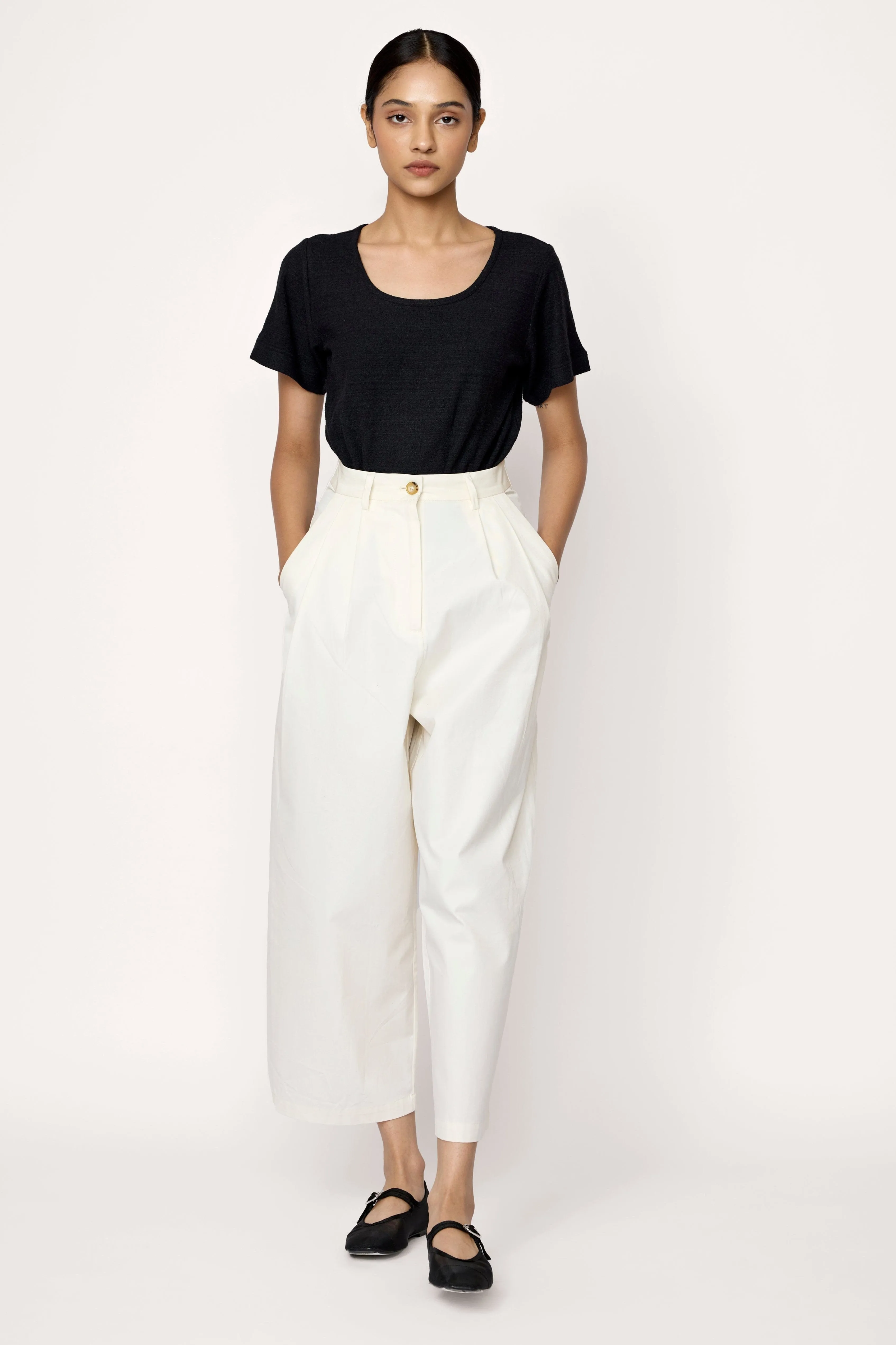 Boyfriend Pant - Ivory Cotton
