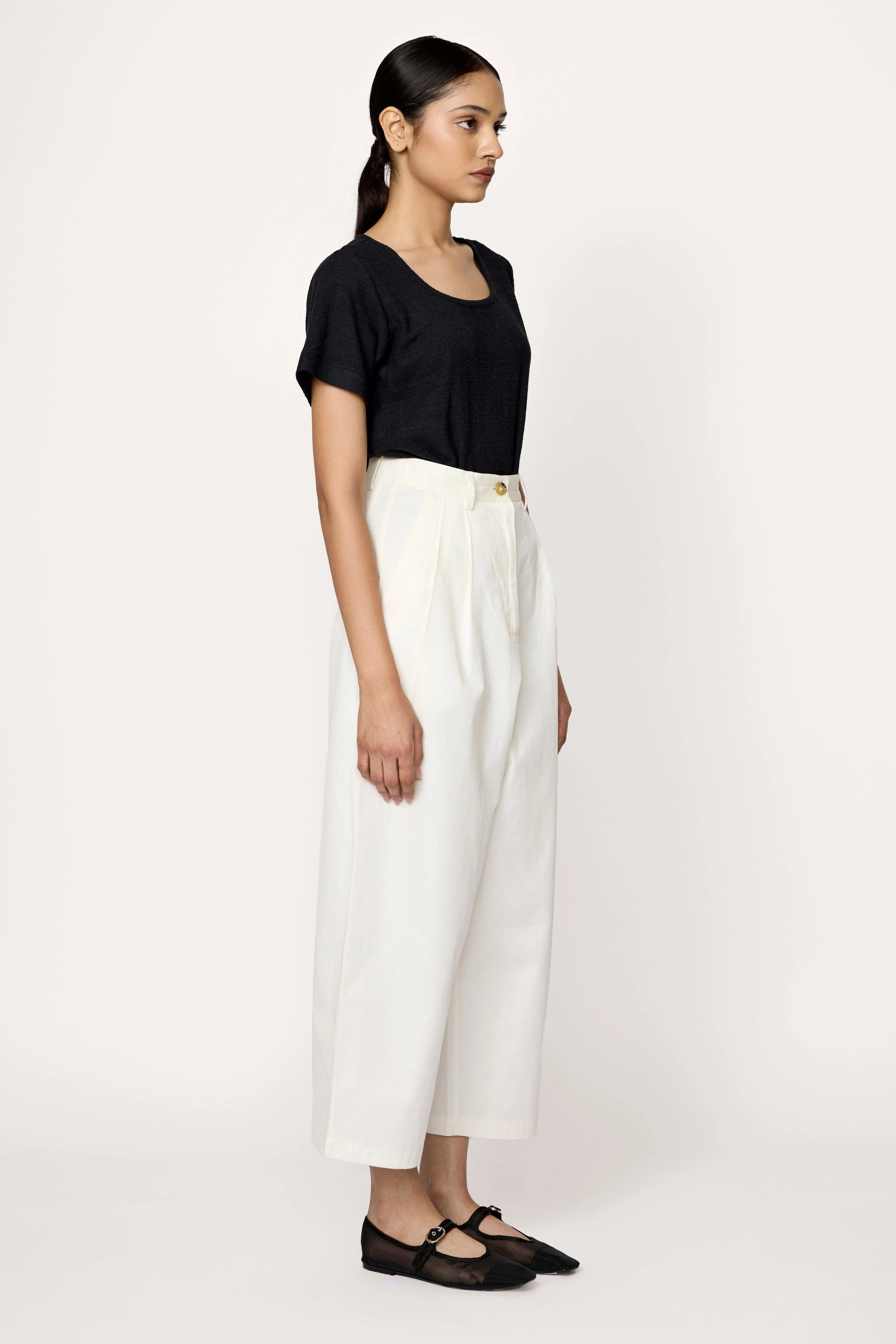 Boyfriend Pant - Ivory Cotton