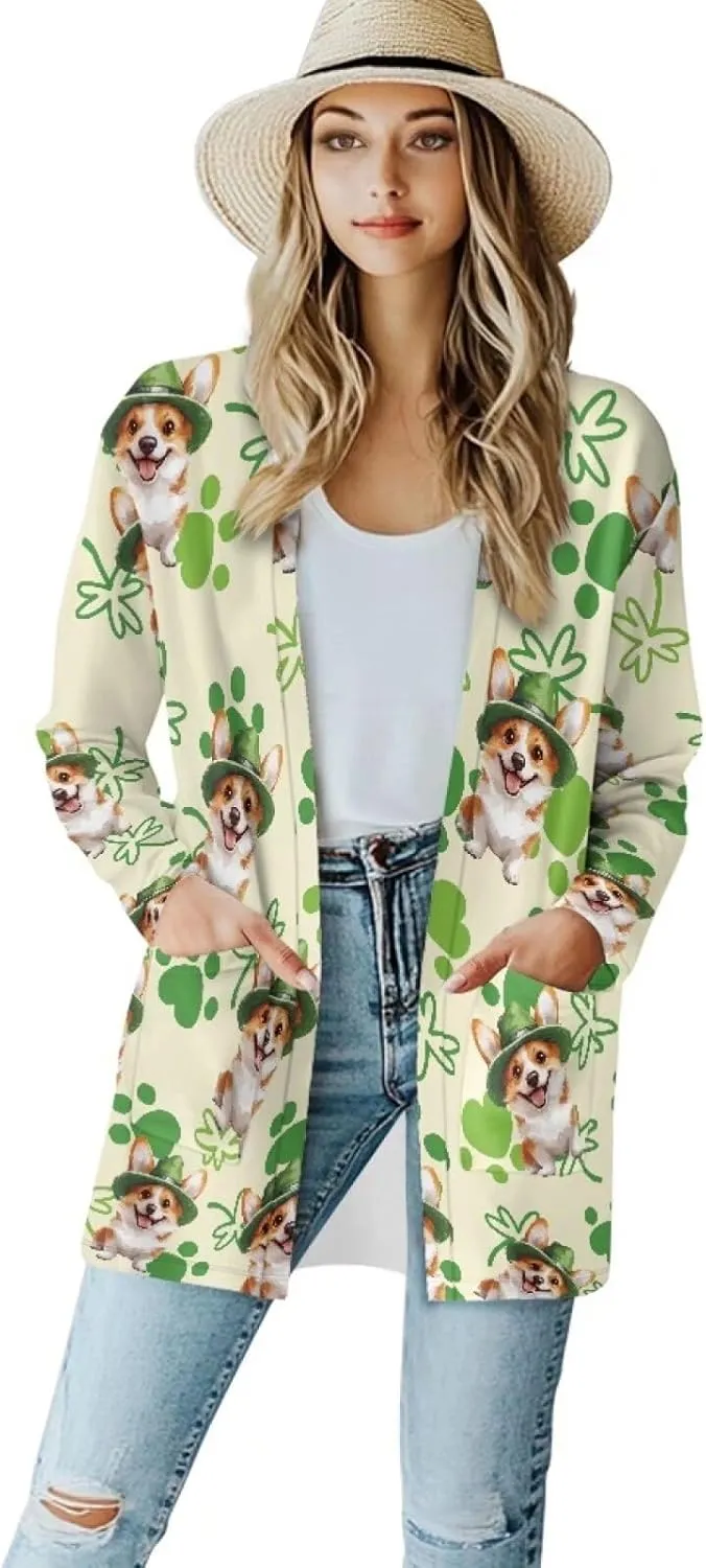 Cardigan Jacket with Pockets Open Front Jacket Coat, Fashion Outerwear Long Sleeve Outerwear