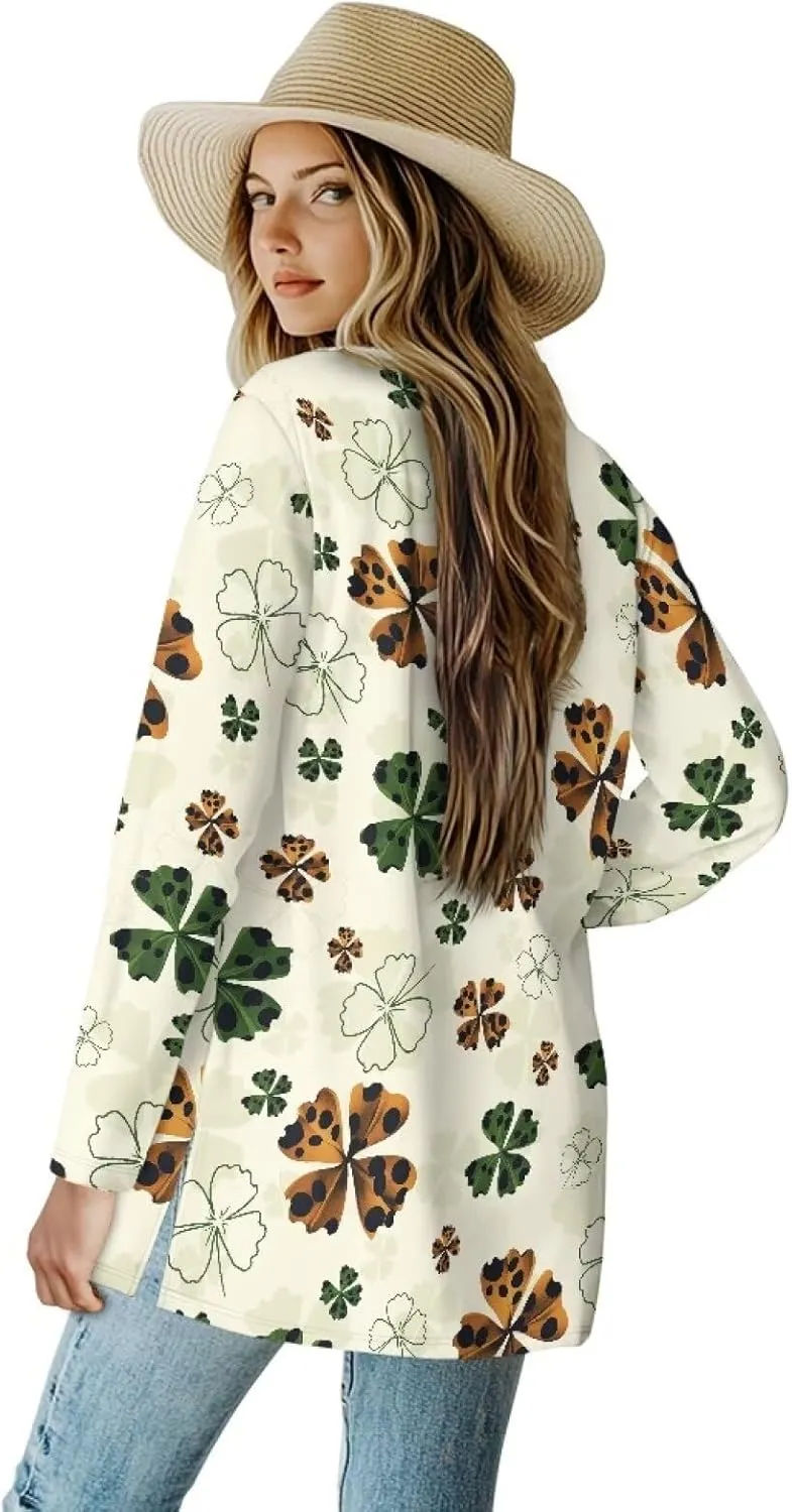 Cardigan Jacket with Pockets Open Front Jacket Coat, Fashion Outerwear Long Sleeve Outerwear