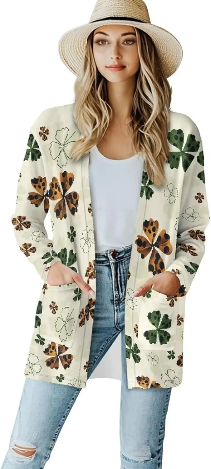 Cardigan Jacket with Pockets Open Front Jacket Coat, Fashion Outerwear Long Sleeve Outerwear