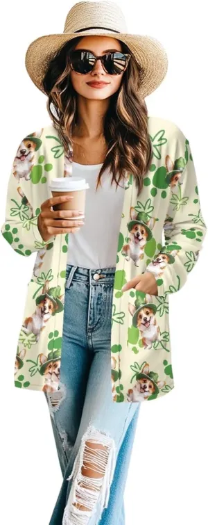 Cardigan Jacket with Pockets Open Front Jacket Coat, Fashion Outerwear Long Sleeve Outerwear