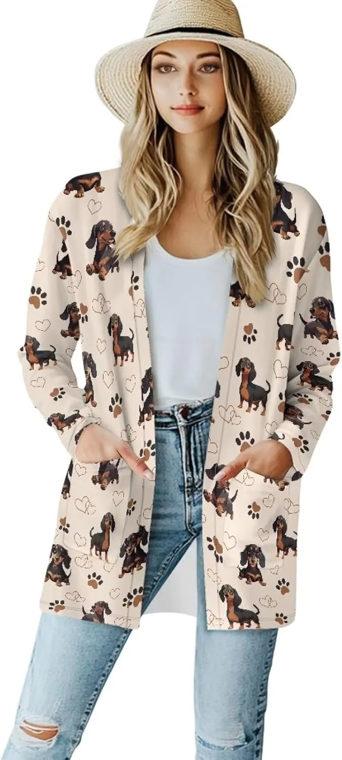 Cardigan Jacket with Pockets Open Front Jacket Coat, Fashion Outerwear Long Sleeve Outerwear