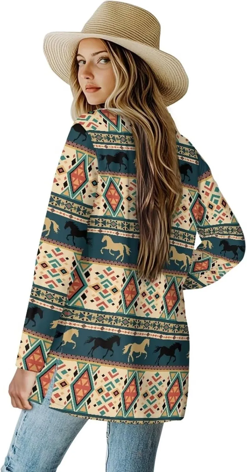 Cardigan Jacket with Pockets Open Front Jacket Coat, Fashion Outerwear Long Sleeve Outerwear