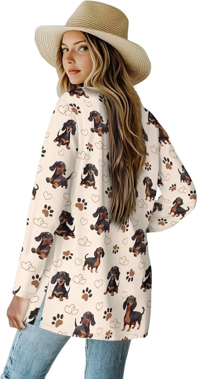 Cardigan Jacket with Pockets Open Front Jacket Coat, Fashion Outerwear Long Sleeve Outerwear