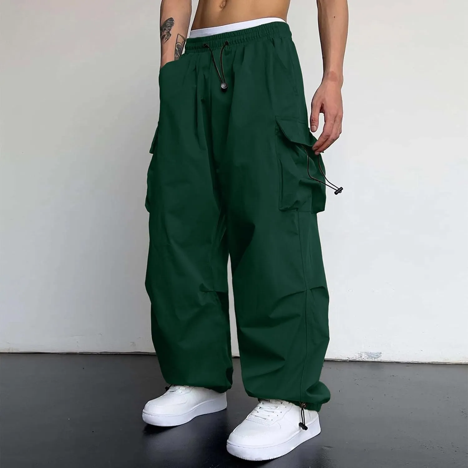 Cargo Pant for Men Casual Work Pant Drawstring Elastic Waist Cotton Stretch Sweatpants with Pockets
