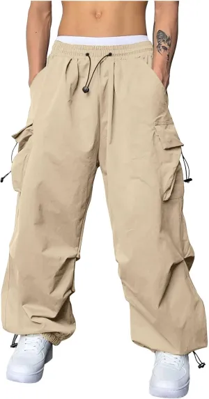 Cargo Pant for Men Casual Work Pant Drawstring Elastic Waist Cotton Stretch Sweatpants with Pockets