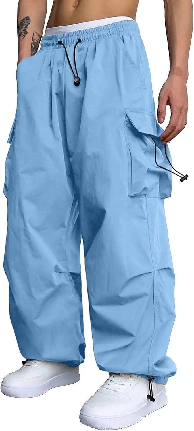 Cargo Pant for Men Casual Work Pant Drawstring Elastic Waist Cotton Stretch Sweatpants with Pockets