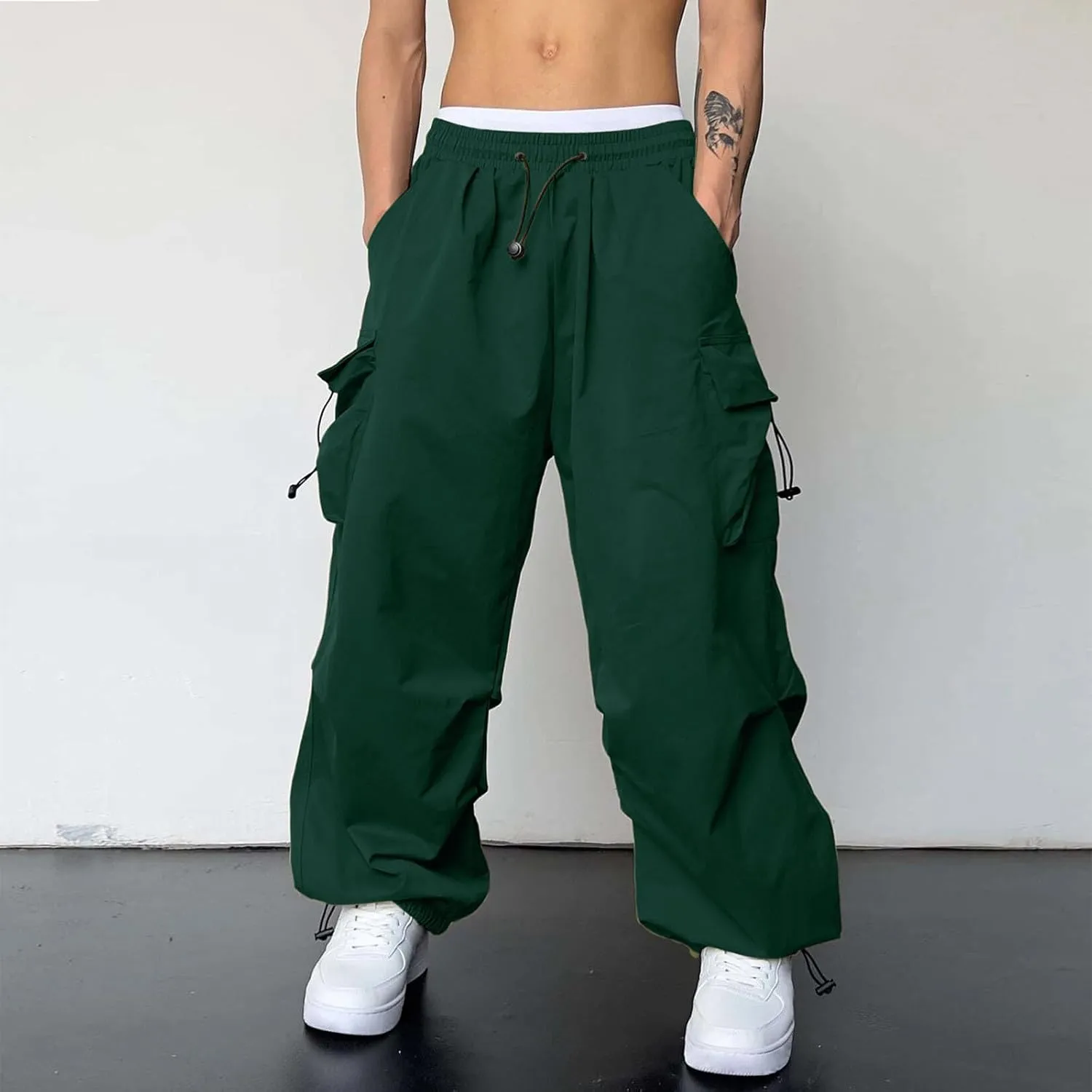 Cargo Pant for Men Casual Work Pant Drawstring Elastic Waist Cotton Stretch Sweatpants with Pockets