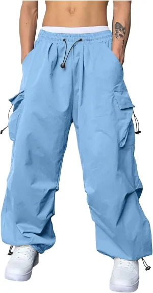 Cargo Pant for Men Casual Work Pant Drawstring Elastic Waist Cotton Stretch Sweatpants with Pockets