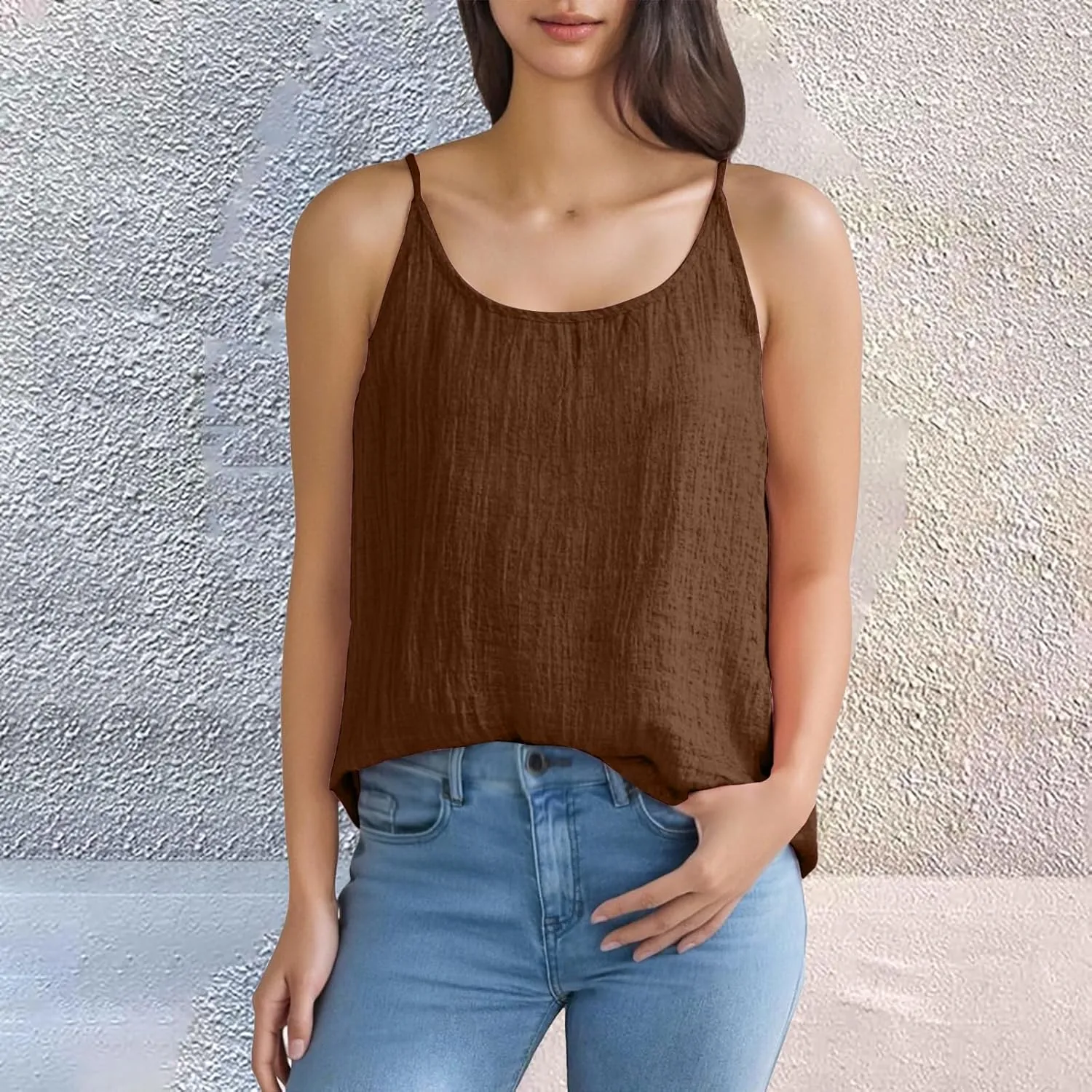 Cotton Linen Tank Tops for Women Spaghetti Strap Loose Fit Camisole Top Cami Summer 2025 Casual Sleeveless Shirts
