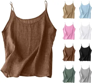 Cotton Linen Tank Tops for Women Spaghetti Strap Loose Fit Camisole Top Cami Summer 2025 Casual Sleeveless Shirts