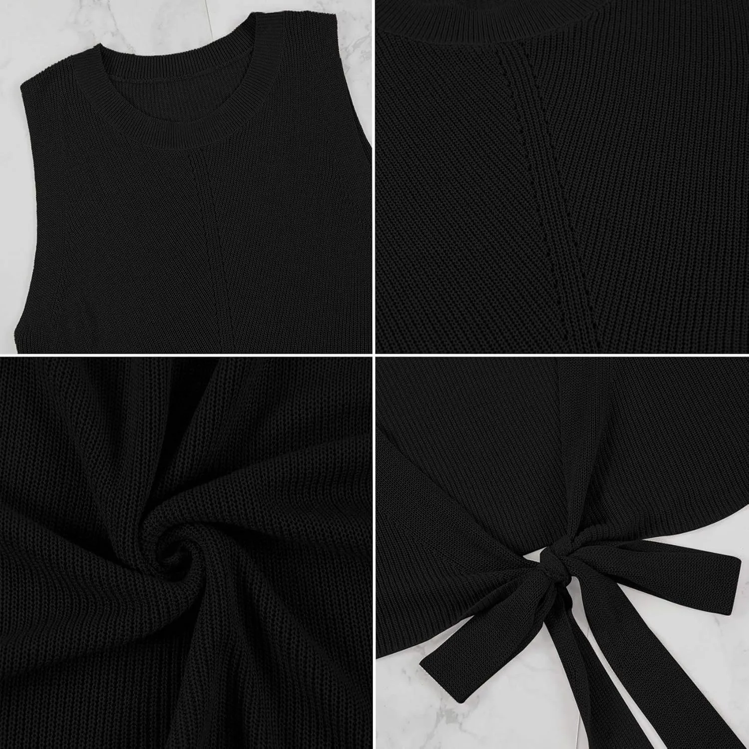 Cutiefox Women's Knit Tank Tops Sleeveless Summer Loose Tie Back Casual Vest Shirts Blouses