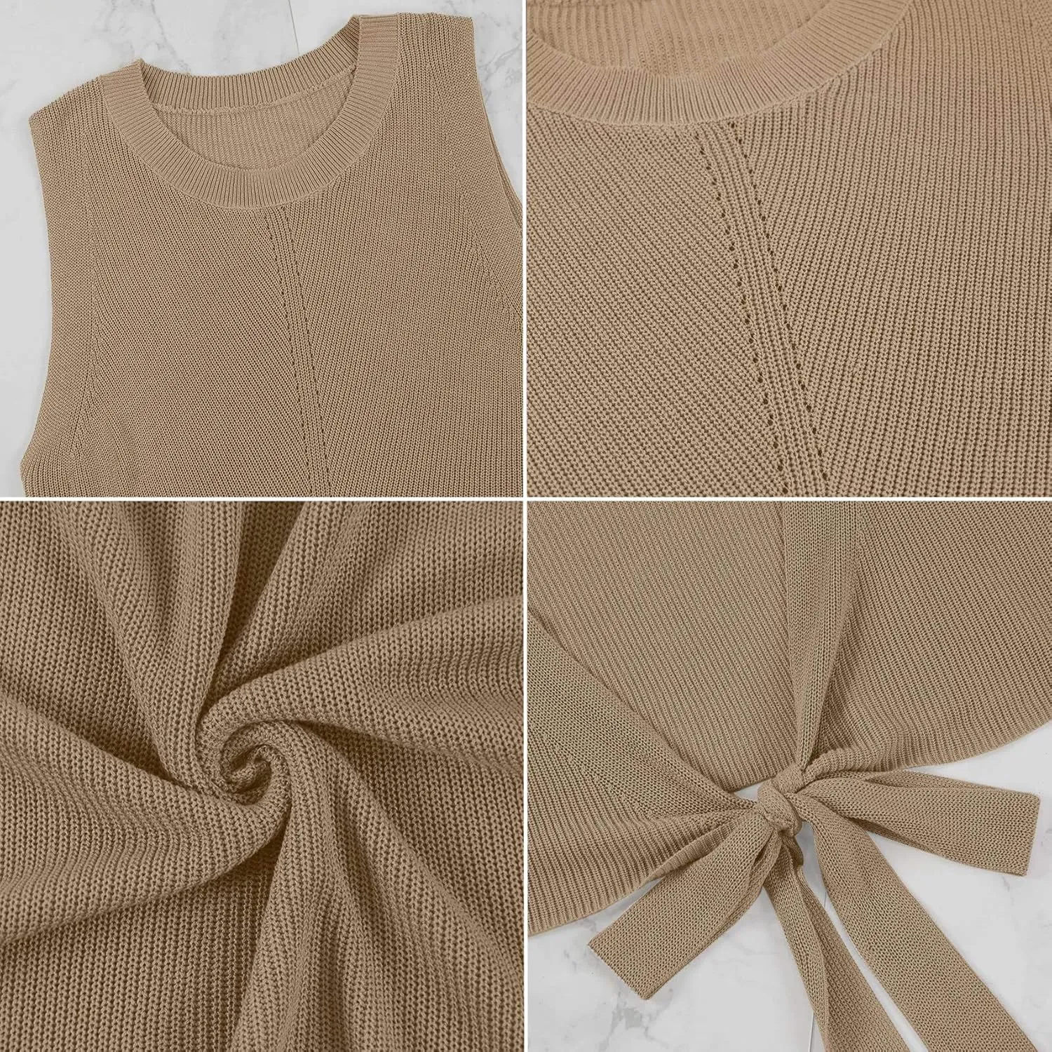 Cutiefox Women's Knit Tank Tops Sleeveless Summer Loose Tie Back Casual Vest Shirts Blouses