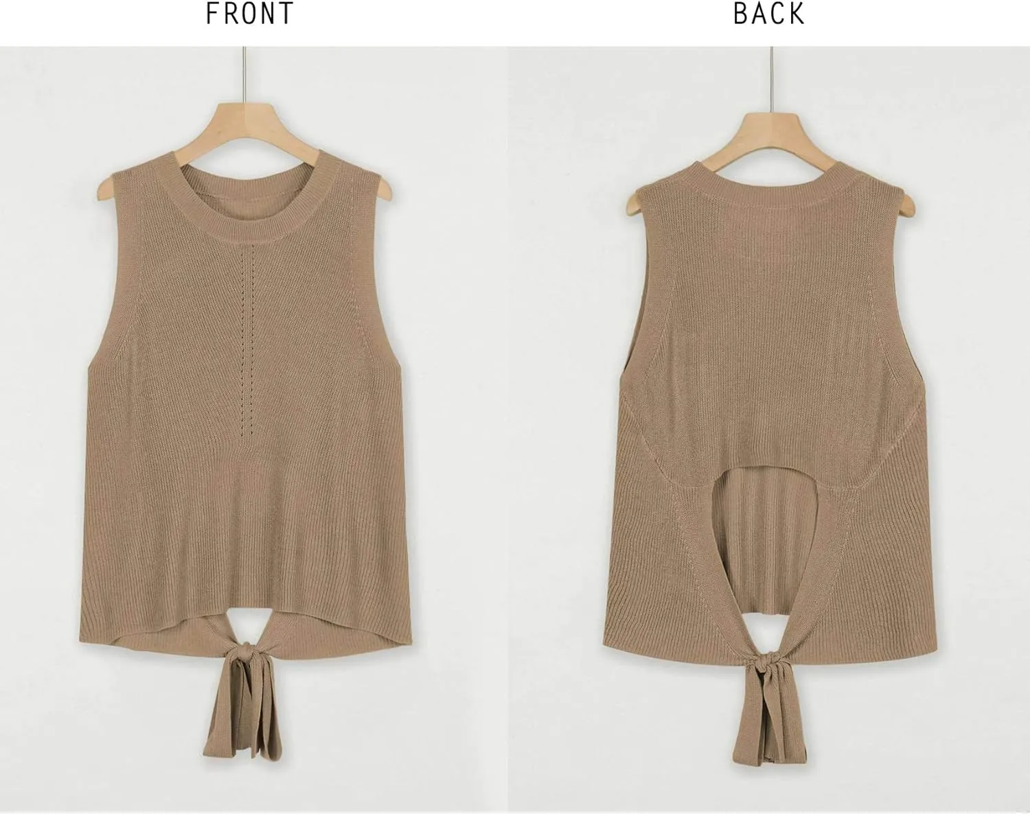 Cutiefox Women's Knit Tank Tops Sleeveless Summer Loose Tie Back Casual Vest Shirts Blouses