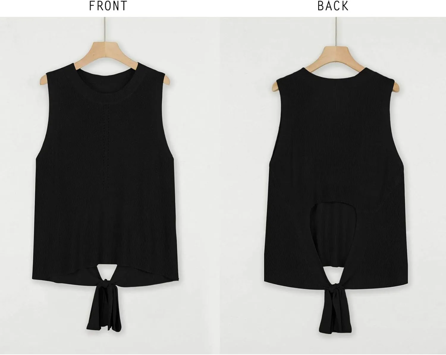 Cutiefox Women's Knit Tank Tops Sleeveless Summer Loose Tie Back Casual Vest Shirts Blouses