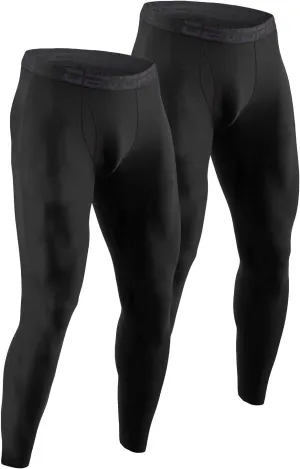 DEVOPS 2 or 3 Pack Men's Thermal Compression Pants, Athletic Leggings Base Layer Bottoms