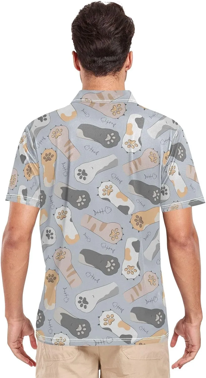 Dinosaur Skeleton Men's Polo Shirts Short Sleeve Quick Dry Athletic Outdoor Sports Golf Shirts S-XXL