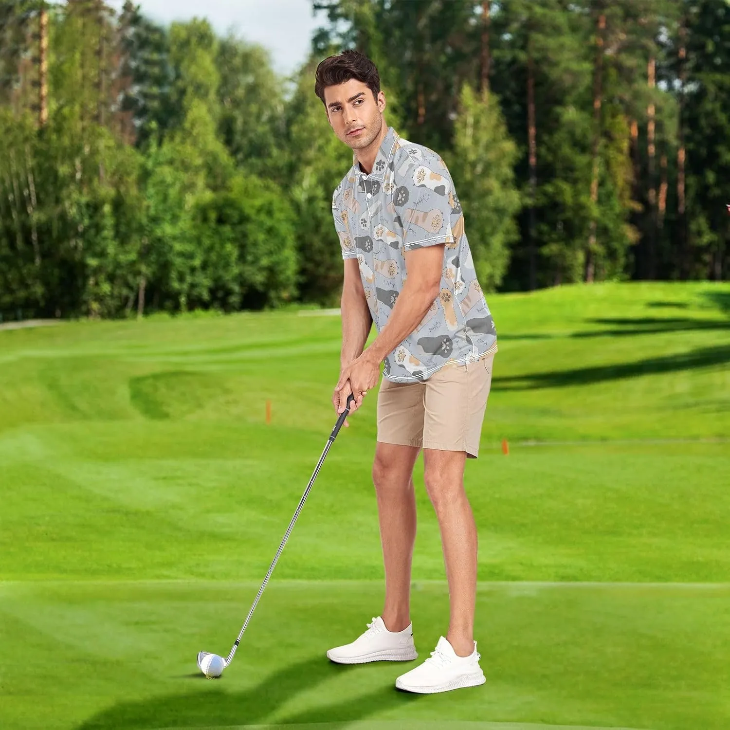 Dinosaur Skeleton Men's Polo Shirts Short Sleeve Quick Dry Athletic Outdoor Sports Golf Shirts S-XXL