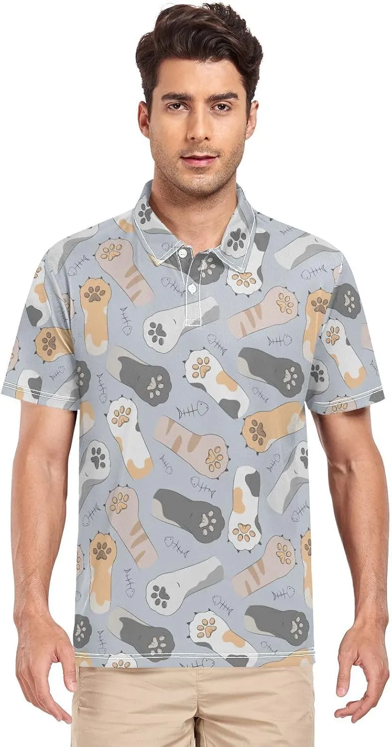 Dinosaur Skeleton Men's Polo Shirts Short Sleeve Quick Dry Athletic Outdoor Sports Golf Shirts S-XXL